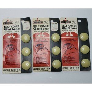 VTG NOS RISDON SELF COVER BUTTONS QUARTER BALL STYLE SIZE 36 7/8" LOT OF 3